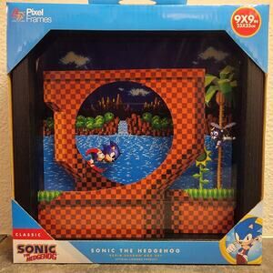 Pixel Frames - Sonic The Hedgehog, Loop Scene (NEW) - 9" x 9" Shadow Box Art